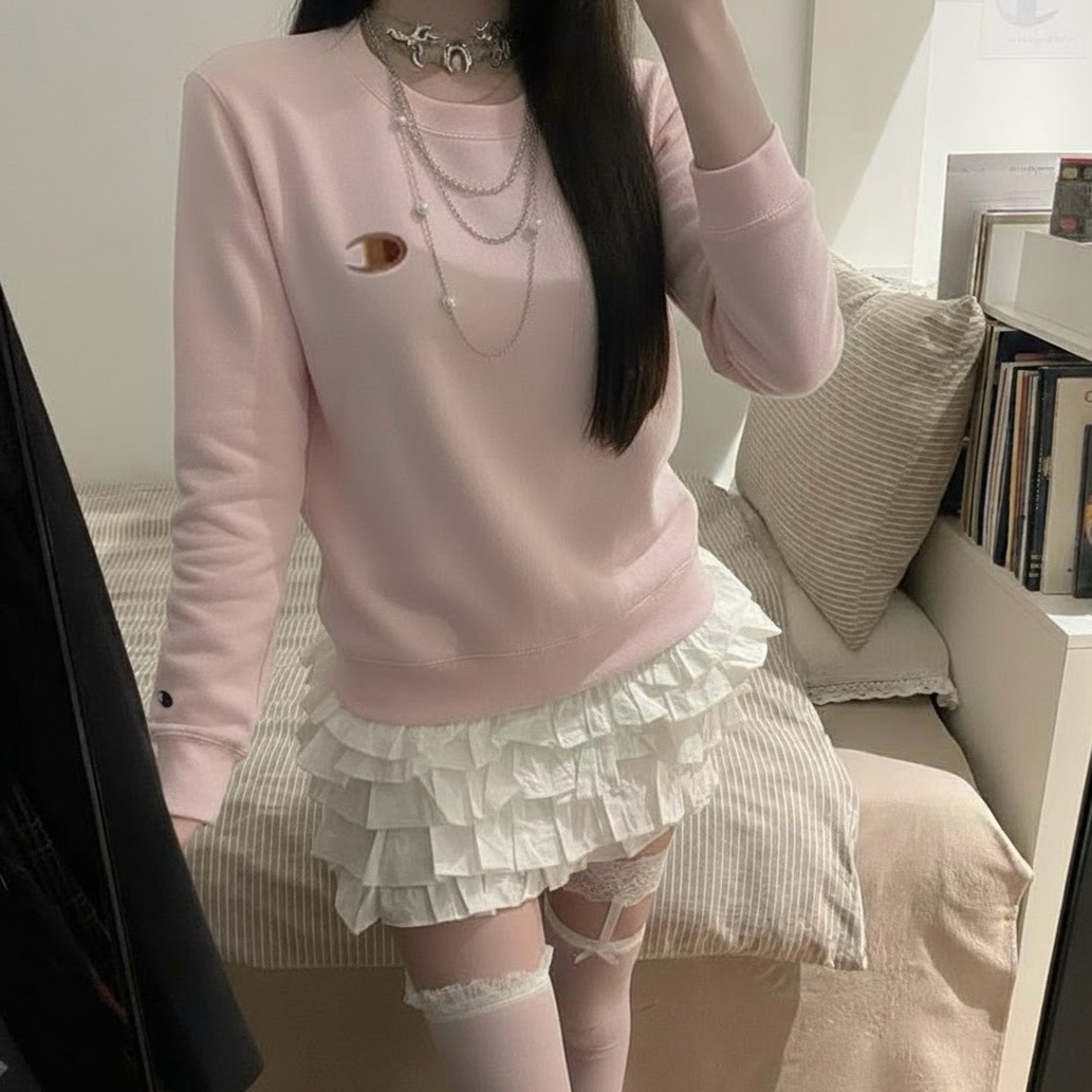 NWT Rare Champion Two Tone Heritage Crewneck Hush Pink Sweatshirt